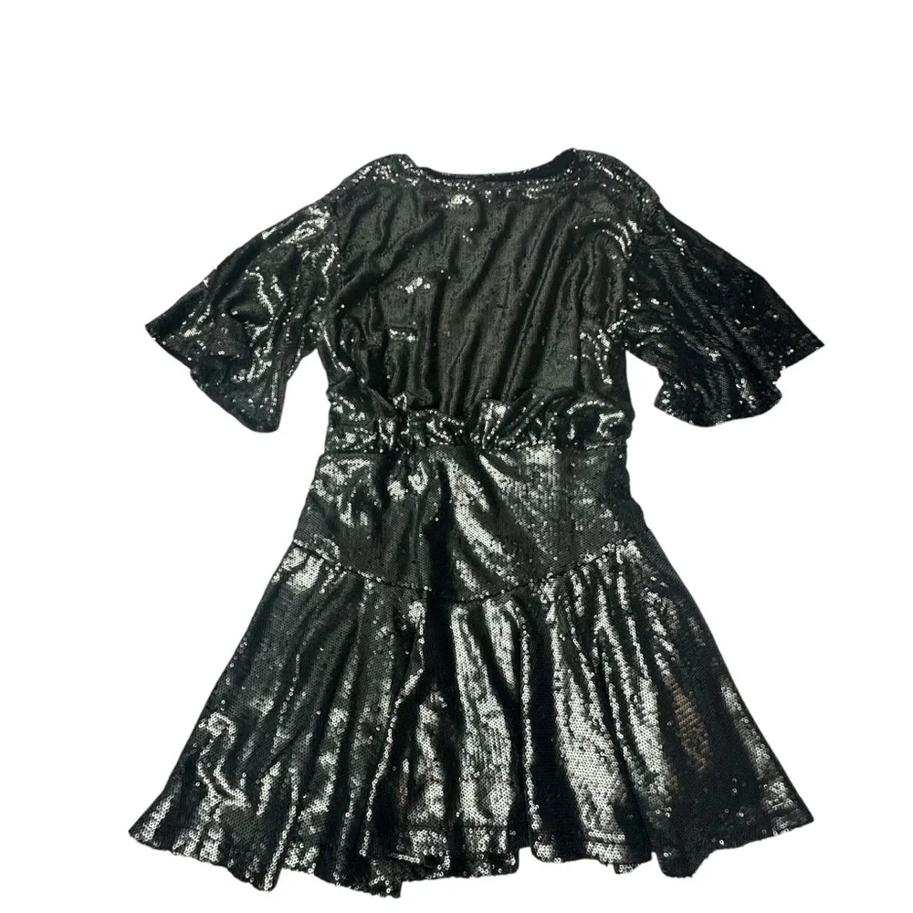 NWOT Free People Munuka Gun Metal Gray Sequin Mini Dress S - Picture 7 of 14